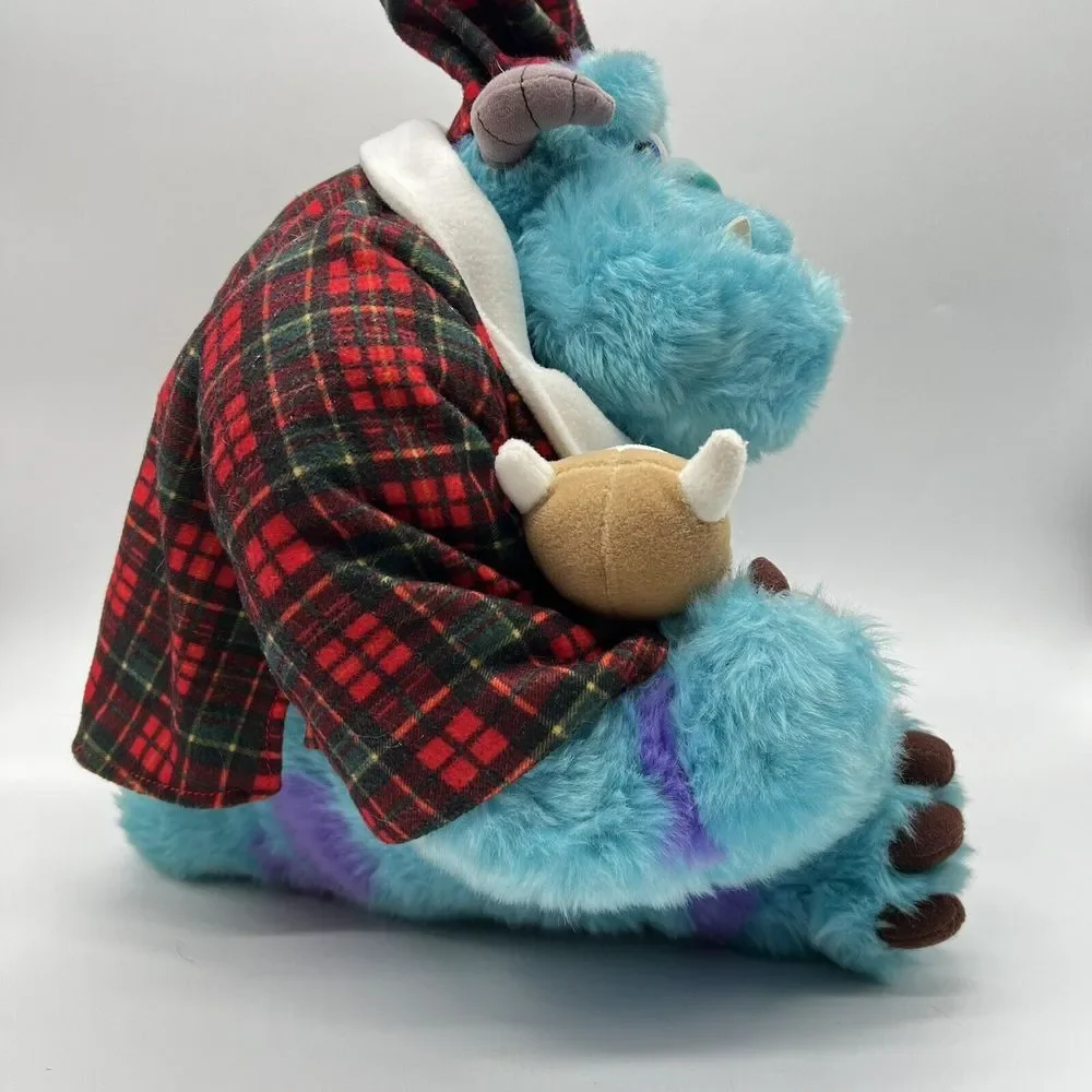 Disney Store Holiday Morning Sully‎ Plush Plaid Pajama Shirt Santa Monsters Inc